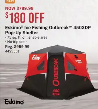 Cabela's Eskimo Ice Fishing Outbreak Pop-Up Shelter offer