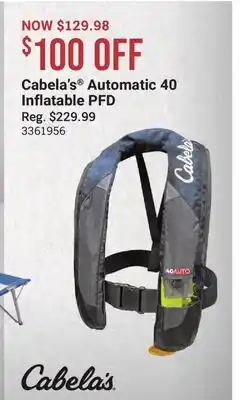 Cabela's Cabela's Automatic 40 Inflatable PFD offer