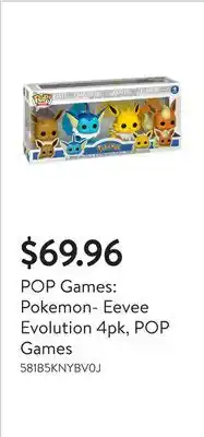 Walmart POP Games: Pokemon- Eevee Evolution 4pk, POP Games offer