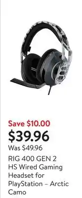 Walmart RIG 400 GEN 2 HS Wired Gaming Headset for PlayStation – Arctic Camo offer