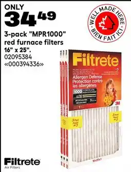 RONA 16 x 25 3-pack MPR1000 red furnace filters offer