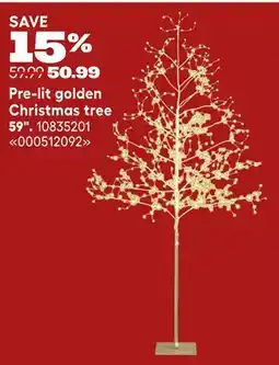 RONA Pre-lit golden Christmas tree 59 offer