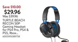 Walmart TURTLE BEACH RECON 50P Gaming Headset for PS4 Pro, PS4 & PS5, Xbox One, PlayStation offer