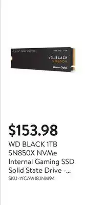 Walmart WD BLACK 1TB SN850X NVMe Internal Gaming SSD Solid State Drive - M.2 2280 - PCIe 4.0 (NVMe) offer