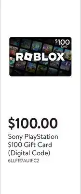 Walmart Sony PlayStation $100 Gift Card (Digital Code) offer