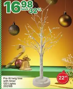 Rossy Pre-lit twig tree with timer Lights offer