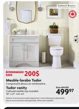Home Hardware 30 W x 21 D Tudor Vanity with Cultured Marble Top - 2 Doors, Grey offer