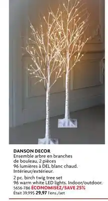 Home Hardware 2 pc. birch twig tree set 96 warm white LED lights. Indoor/outdoor offer
