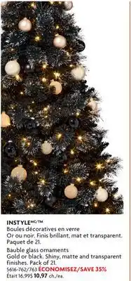 Home Hardware Bauble glass ornaments Gold or black offer