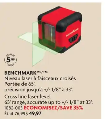 Home Hardware Niveau laser à 1 8 à 33'. Cross line laser level 65' range offer