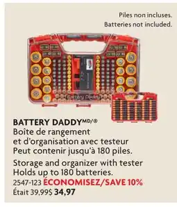 Home Hardware BATTERY DADDY Storage and organizer with tester offer