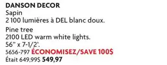 Home Hardware Sapin 2 100 lumières à DEL blanc doux. Pine tree 2100 LED warm white lights offer