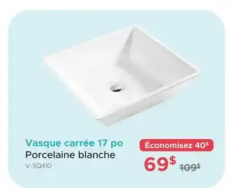 Bath Depot Vasque carrée 17 po Porcelaine blanche offer