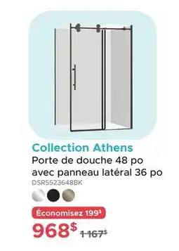 Bath Depot Porte de douche 48 po avec panneau latéral 36 po Collection Athens offer