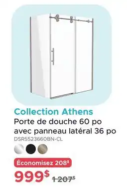 Bath Depot Collection Athens Porte de douche 60 po avec panneau latéral 36 po offer
