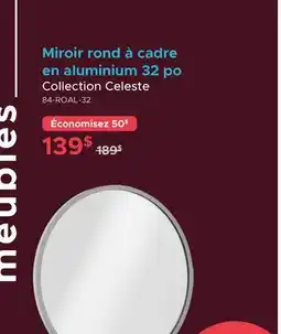 Bath Depot Miroir rond à cadre en aluminium 32 po Collection Celeste offer
