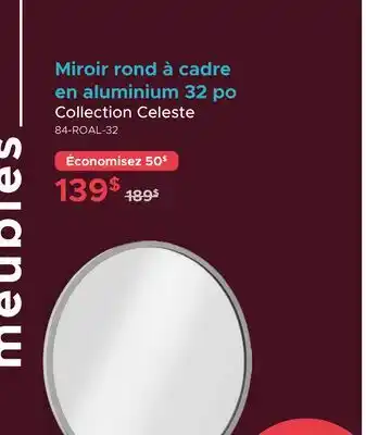 Bath Depot Miroir rond à cadre en aluminium 32 po Collection Celeste offer