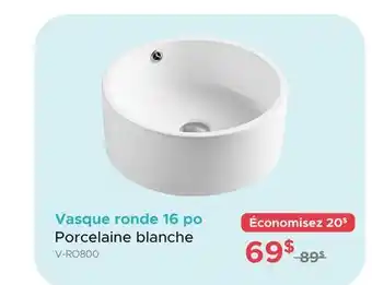 Bath Depot Porcelaine blanche Vasque ronde 16 po offer