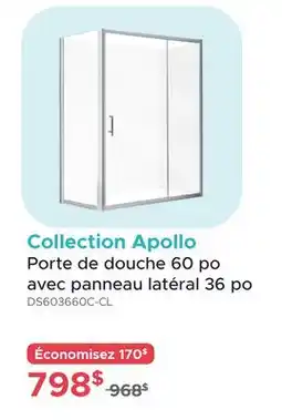 Bath Depot Porte de douche 60 po avec panneau latéral 36 po offer