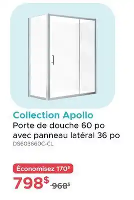 Bath Depot Porte de douche 60 po avec panneau latéral 36 po offer