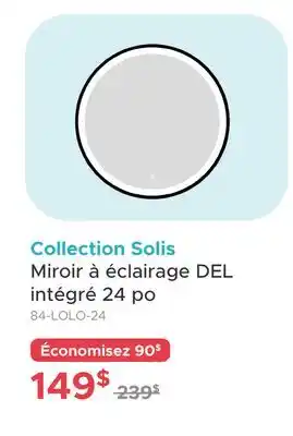Bath Depot Collection Solis Miroir à éclairage DEL intégré 24 po offer