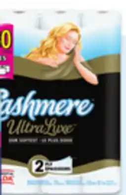 Walmart Cashmere Bathroom Tissue 30=62, 253 sheets per roll or UltraLuxe 20=60, 198 sheets per roll offer