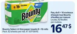 Walmart Bounty Select-A-Size paper towels 8 = 16 rolls offer