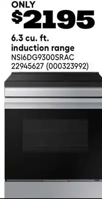RONA SAMSUNG 6.3 cu. ft. induction range offer