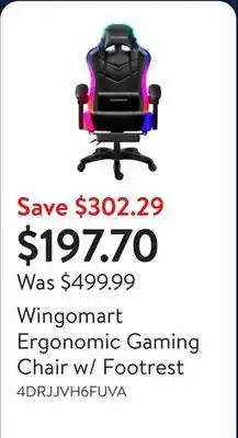 Walmart Wingomart Ergonomic Gaming Chair w/ Footrest offer