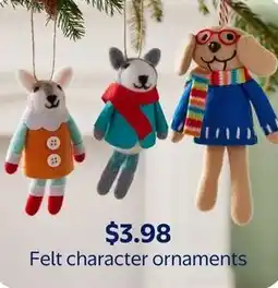 Walmart Felt character ornaments offer