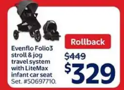 Walmart Evenflo Folio3 Stroll & Jog Travel System offer