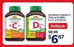 Walmart Jamieson Vitamin C 120s or D 240s offer