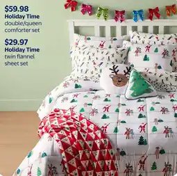Walmart Holiday Time twin flannel sheet set offer