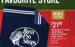 Cabela's White River Home Coral Fleece Bass Pro Shops Logo Throw offer