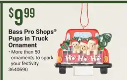 Cabela's Bass Pro Shops Pups in Truck Ornament offer