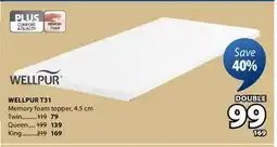 JYSK WELLPUR T31 Memory foam topper offer