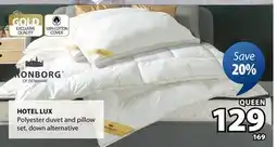 JYSK Hotel Lux Polyester duvet and pillow set offer