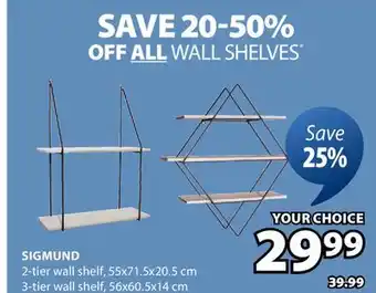 JYSK Sigmund 2-tier wall shelf offer
