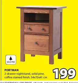 JYSK Portman 2-drawer nightstand offer