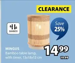 JYSK Mingus Bamboo table lamp with timer offer