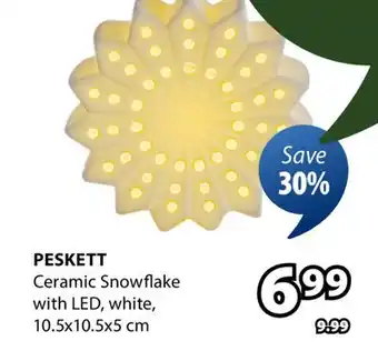 JYSK Peskett Ceramic Snowflake with LED offer