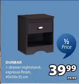 JYSK DUNBAR 1-drawer nightstand offer