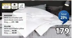 JYSK MADONA White duck feather and down duvet offer