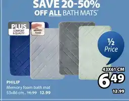 JYSK Philip Memory foam bath mat offer