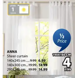 JYSK Anna Sheer curtain offer