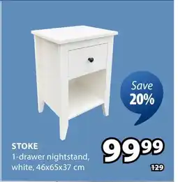 JYSK STOKE 1-drawer nightstand offer