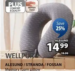 JYSK ALESUND / STRANDA/FOSSAN Memory foam pillow offer