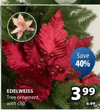 JYSK Edelweiss Tree ornament, with clip offer