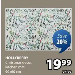JYSK HOLLYBERRY Christmas decor, kitchen mat offer