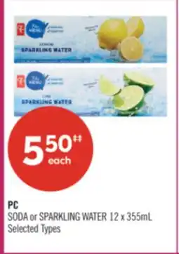 Shoppers Drug Mart PC SODA or SPARKLING WATER 12 x 355mL offer